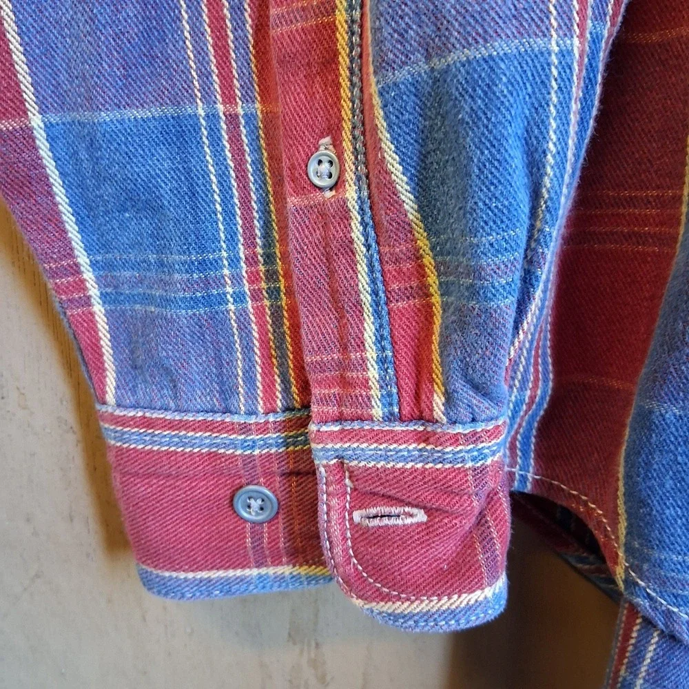 Vintage 1995 Levi's LS Plaid‎ Heavy Cotton Button Down Shirt Jacket Medium EUC